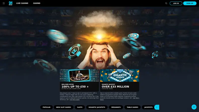 21.com - homepage (desktop)