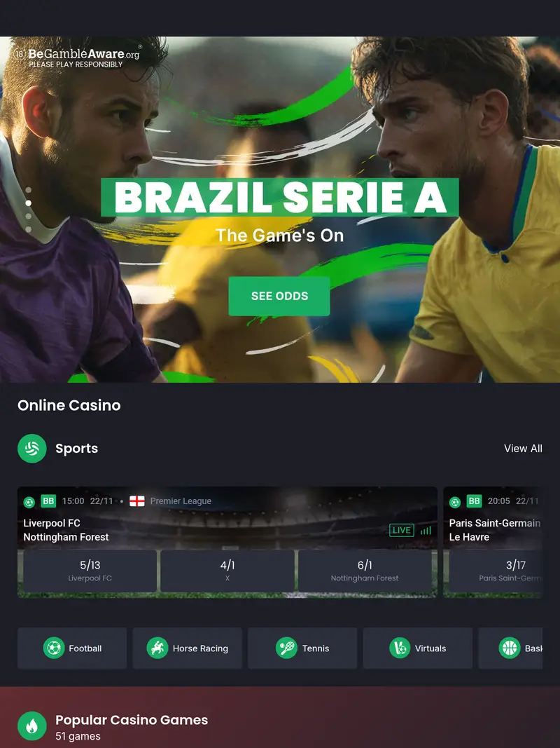 7 Bet - homepage (tablet)