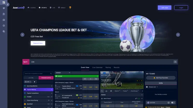 Ace Lucky - homepage (desktop)