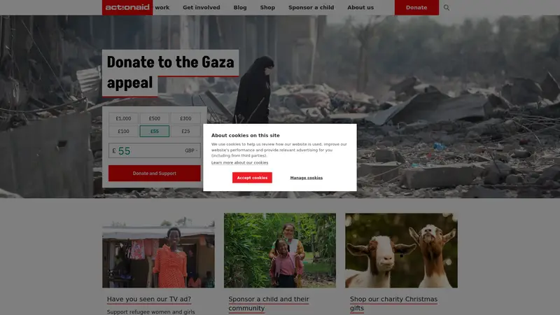 ActionAid - homepage (desktop)