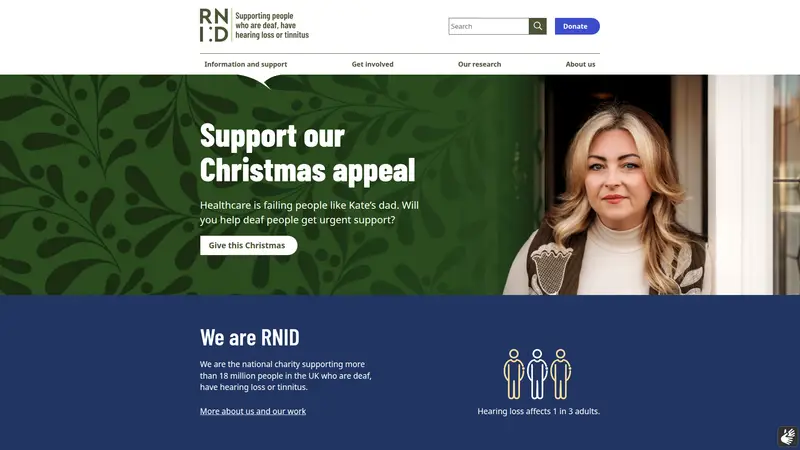 Action on Hearing Loss - homepage (desktop)