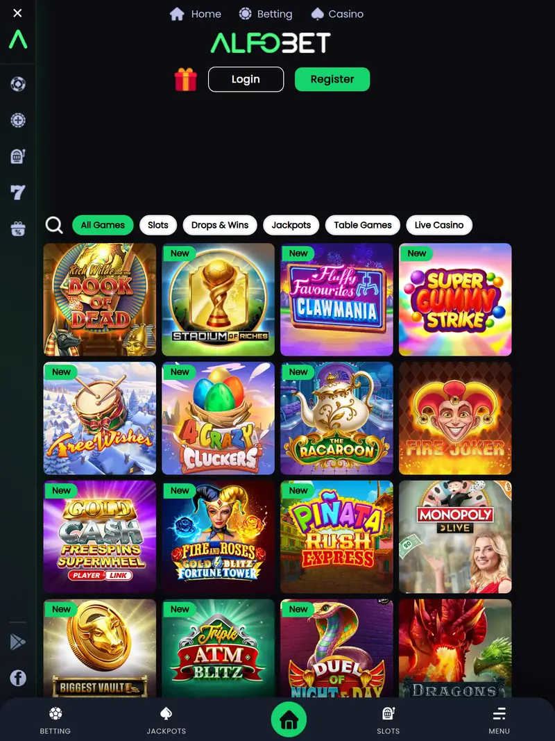 Alfobet - homepage (tablet)