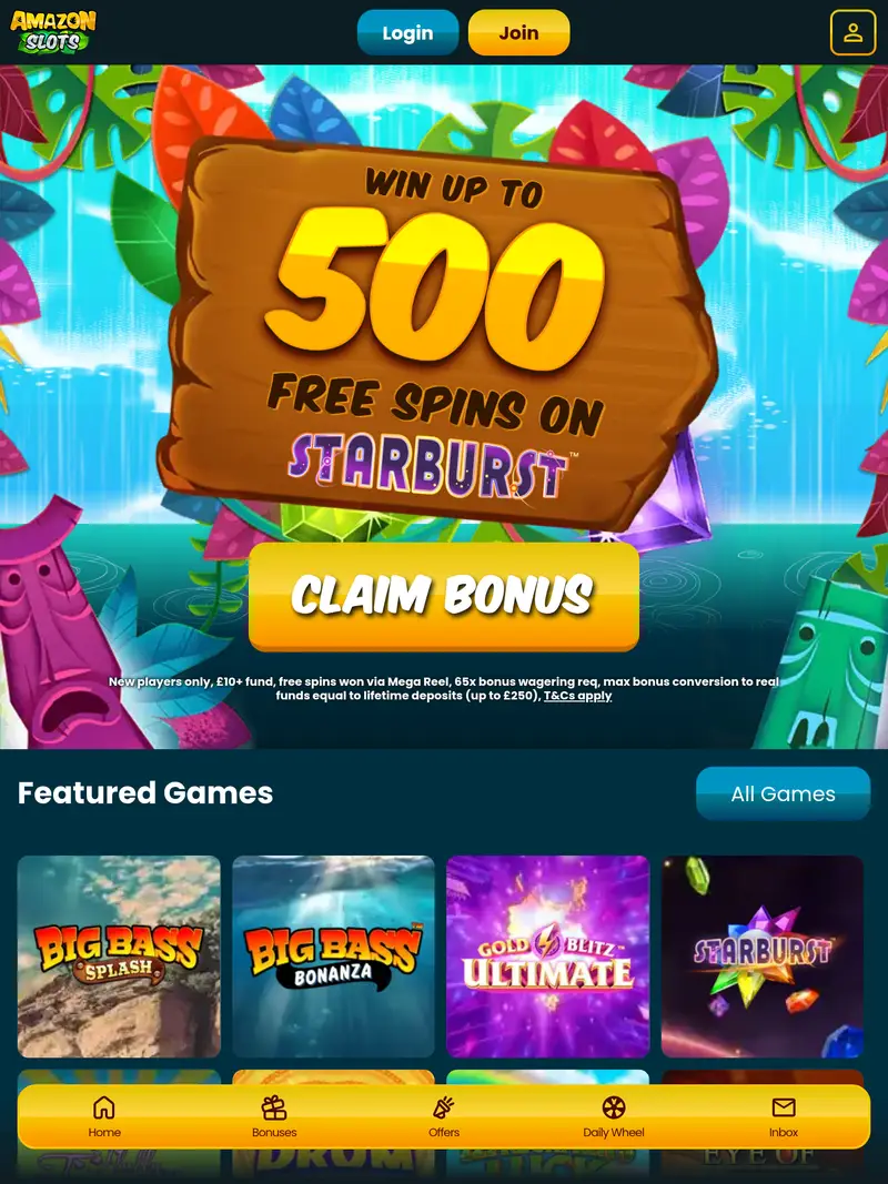 Amazon Slots - homepage (tablet)