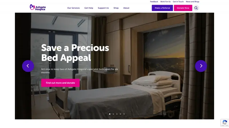 Ashgate Hospice - homepage (desktop)