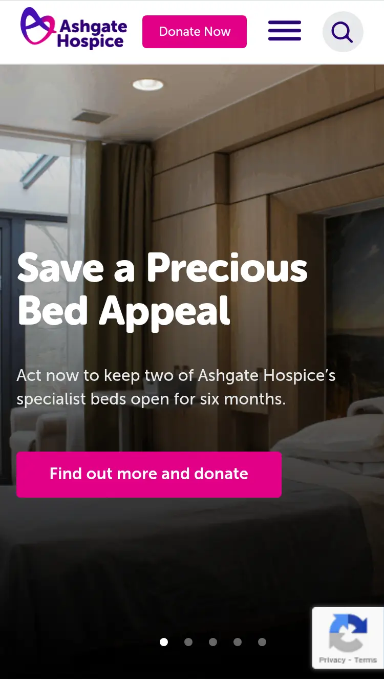 Ashgate Hospice - homepage (mobile)