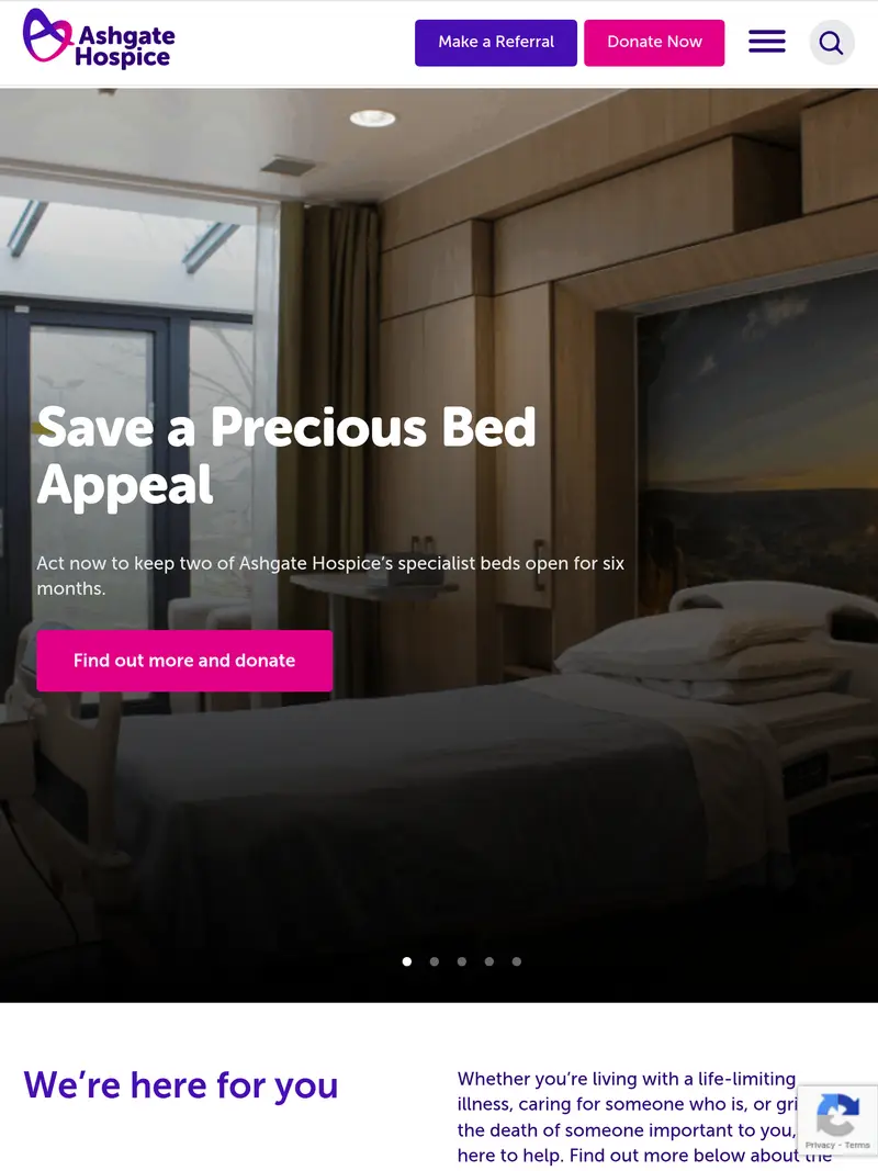 Ashgate Hospice - homepage (tablet)