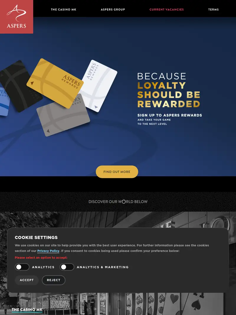 Aspers - homepage (tablet)