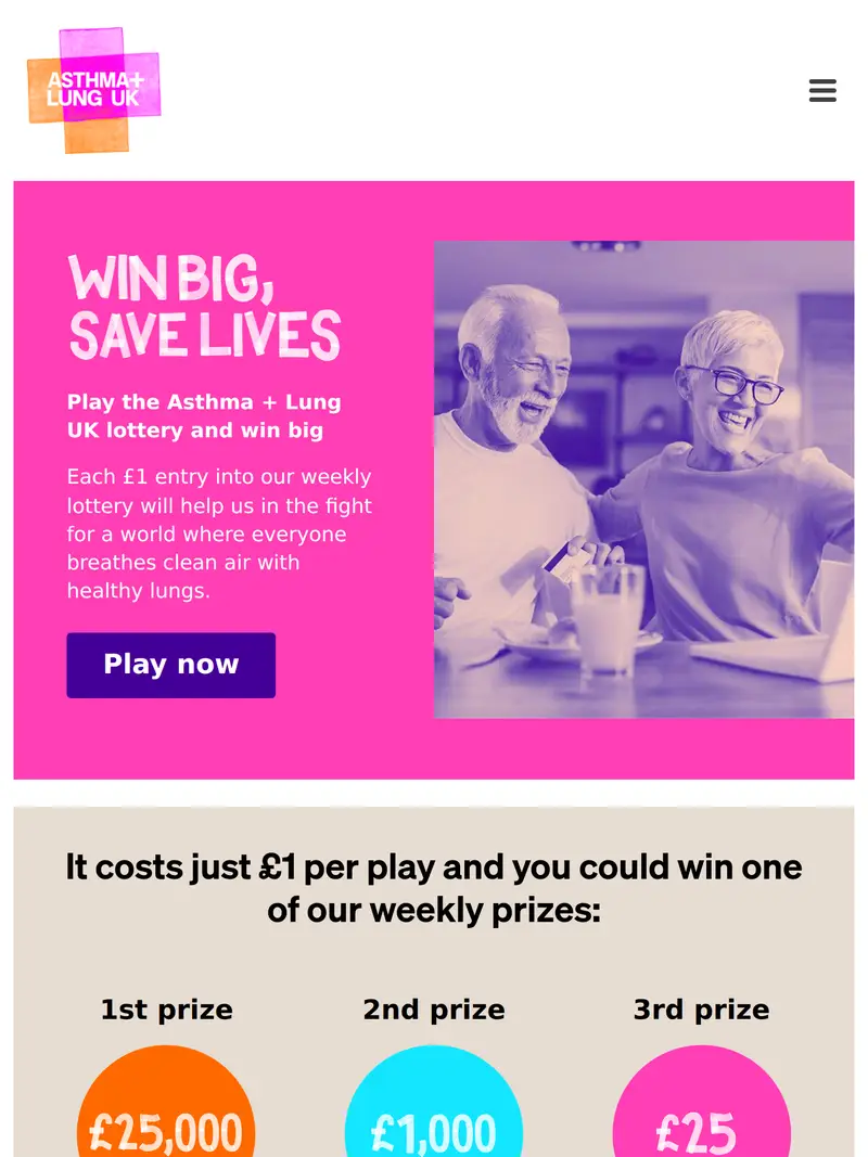 Asthma UK - homepage (tablet)