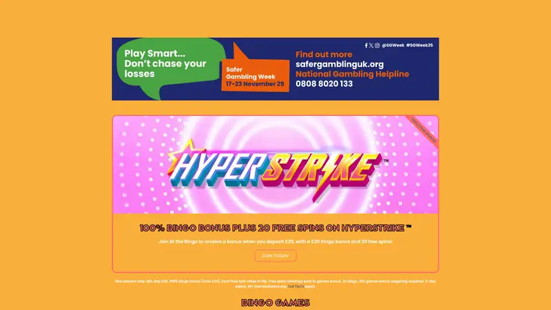 At the Bingo - homepage (desktop)