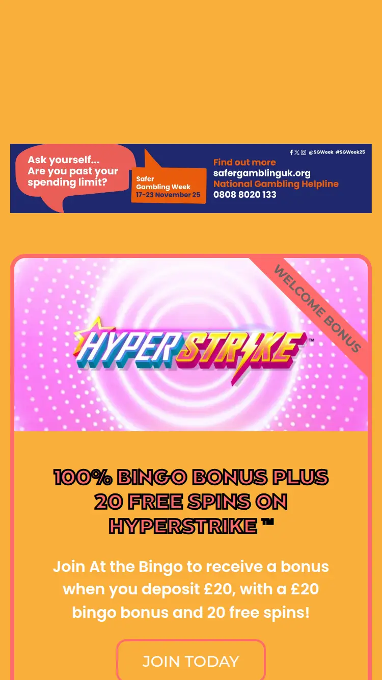 At the Bingo - homepage (mobile)