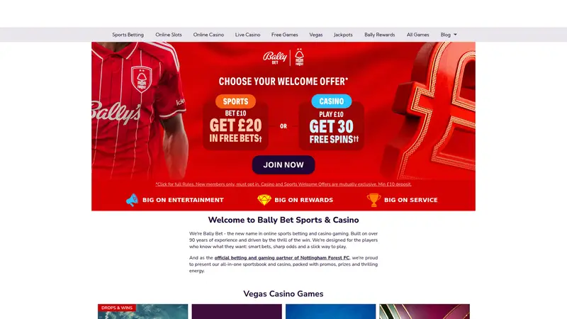 Bally Casino - homepage (desktop)