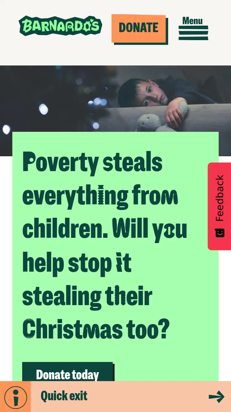 Barnardo's - homepage (mobile)