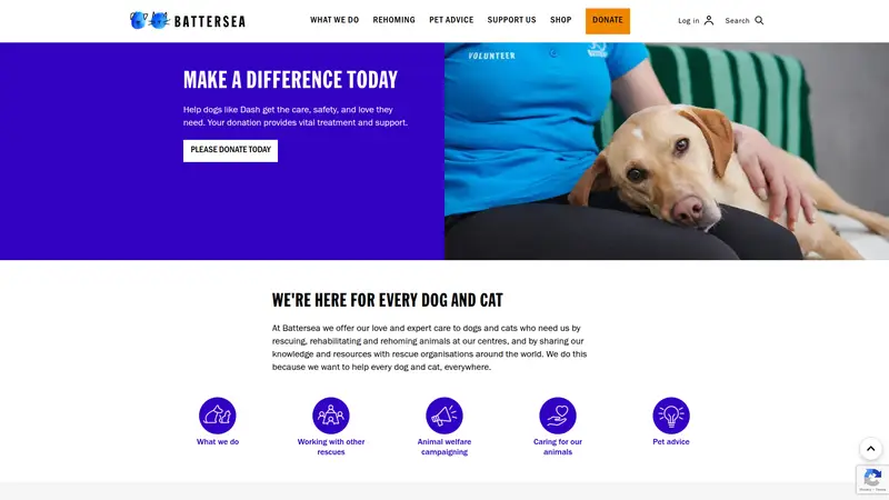 Battersea Dogs & Cats Home - homepage (desktop)