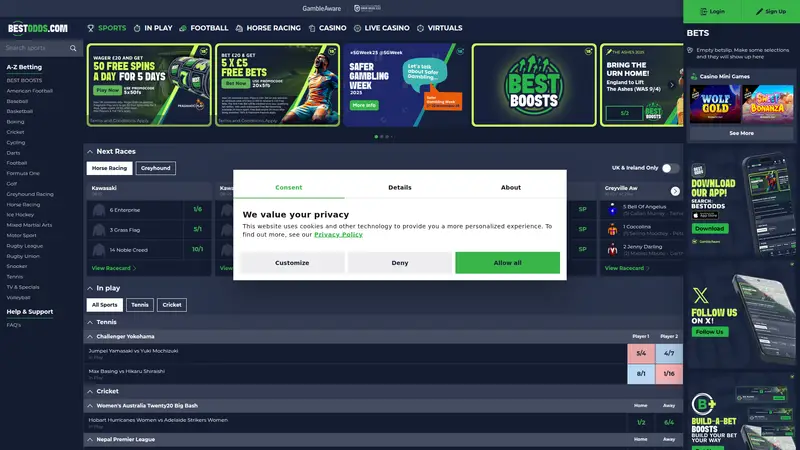 Best Odds - homepage (desktop)