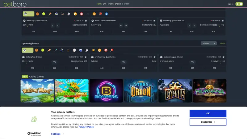 Bet Boro - homepage (desktop)