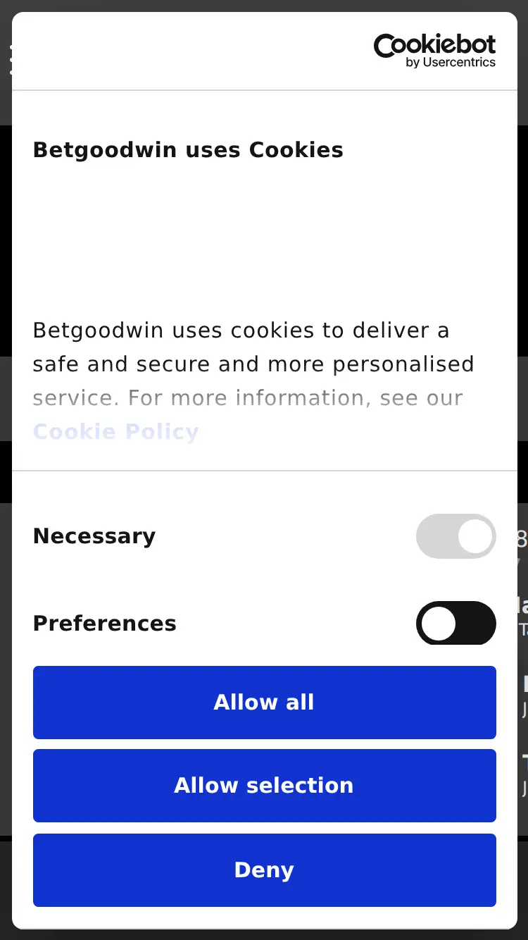 Bet Good Win - homepage (mobile)