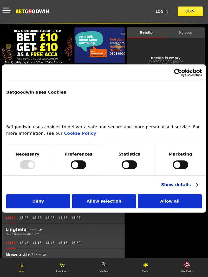 Bet Good Win - homepage (tablet)