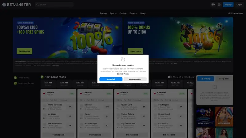 Betmaster - homepage (desktop)