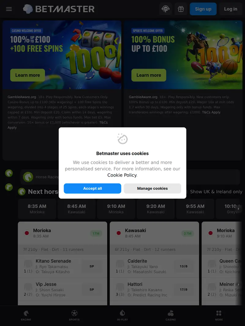 Betmaster - homepage (tablet)
