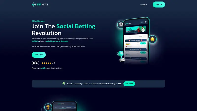 Betmate - homepage (desktop)