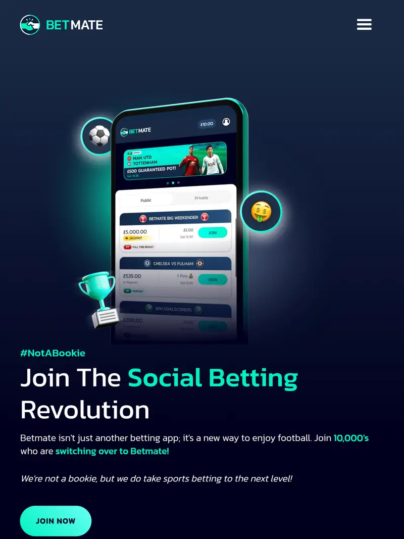 Betmate - homepage (tablet)