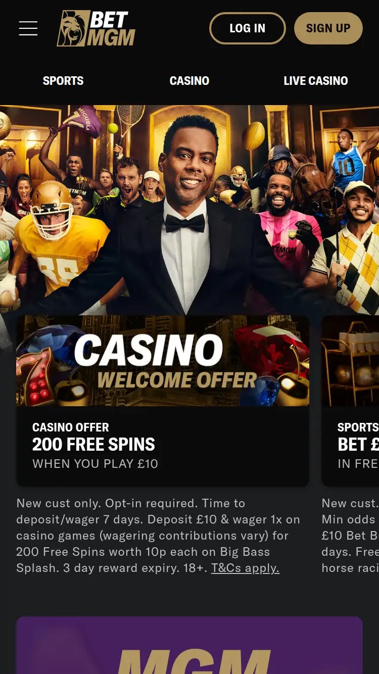 BetMGM - homepage (mobile)