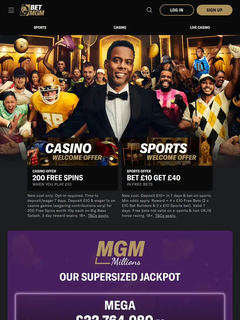 BetMGM - homepage (tablet)