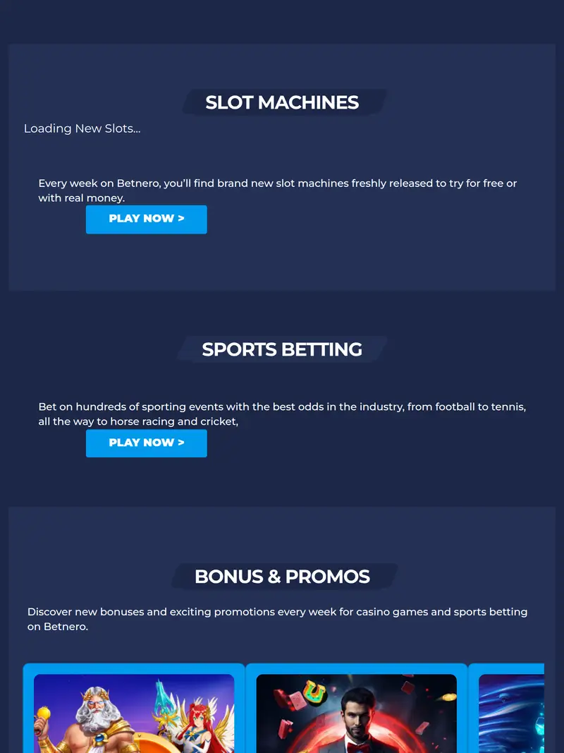 Betnero - homepage (tablet)