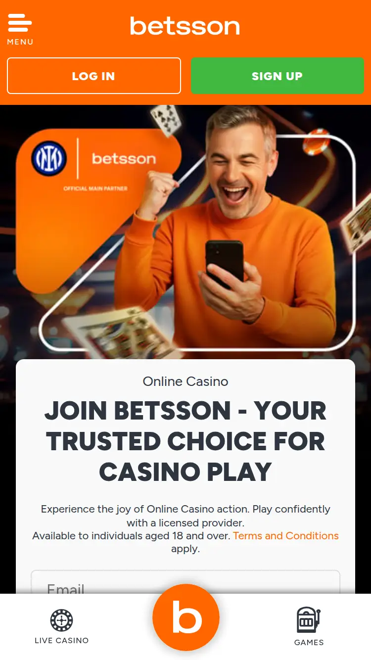 Betsson - homepage (mobile)