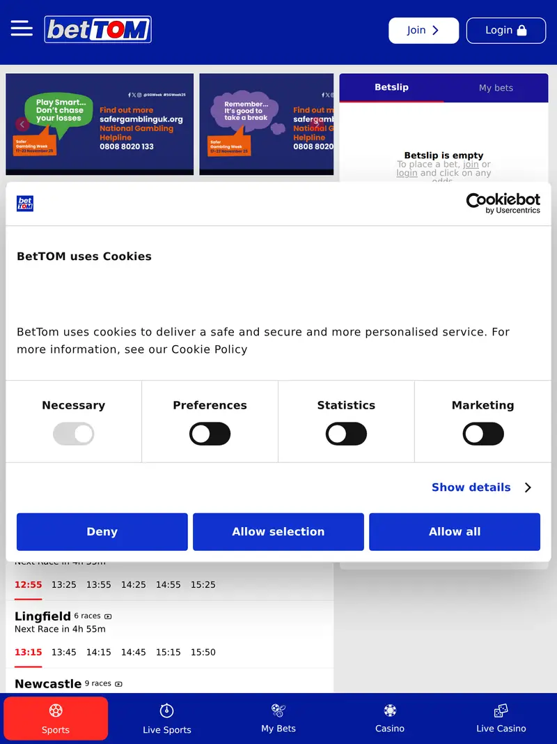 Bettom - homepage (tablet)