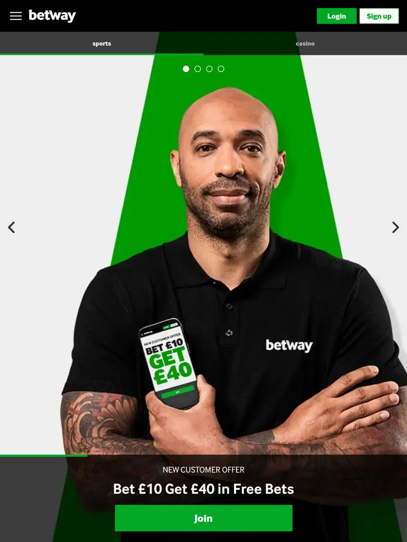 Betway - homepage (tablet)