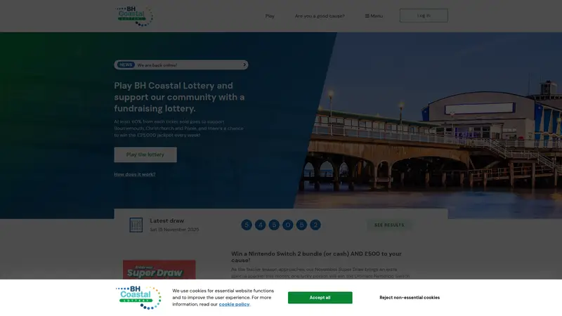 BH Coastal Lottery - homepage (desktop)