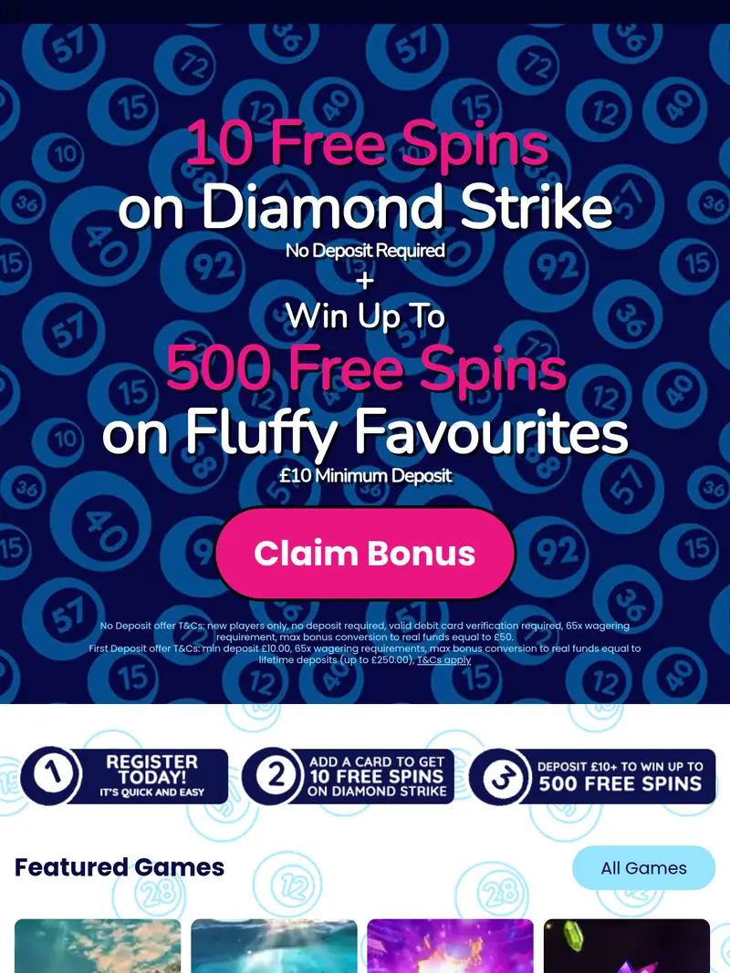 Bingo - homepage (tablet)