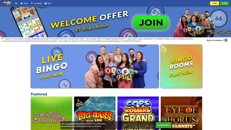 Bingo Plus - homepage (desktop)
