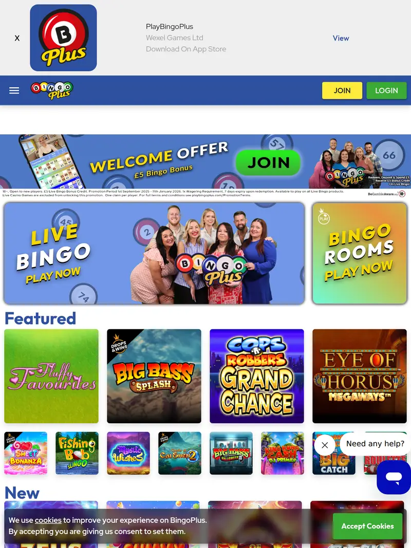 Bingo Plus - homepage (tablet)