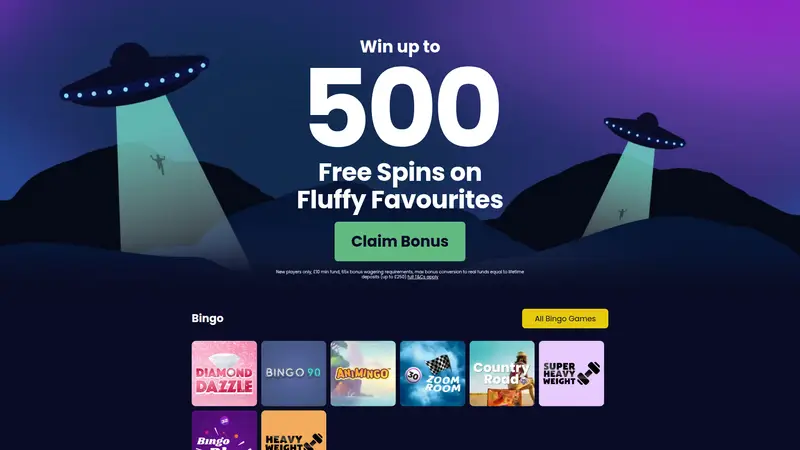 Bingo Aliens - homepage (desktop)