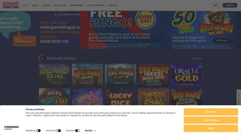 Bingo Britain - homepage (desktop)