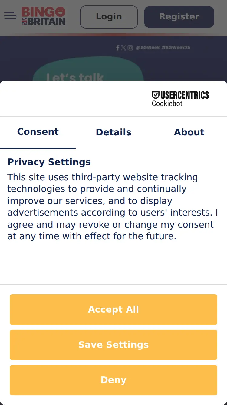 Bingo Britain - homepage (mobile)