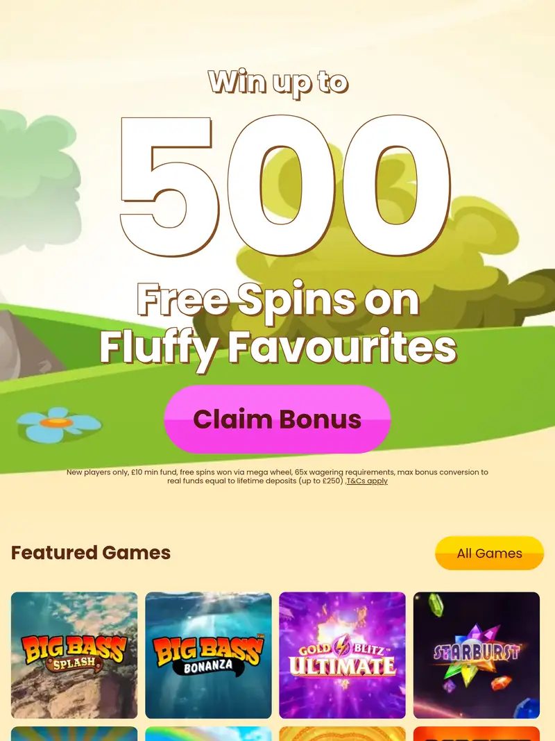 Bingo Clubhouse - homepage (tablet)