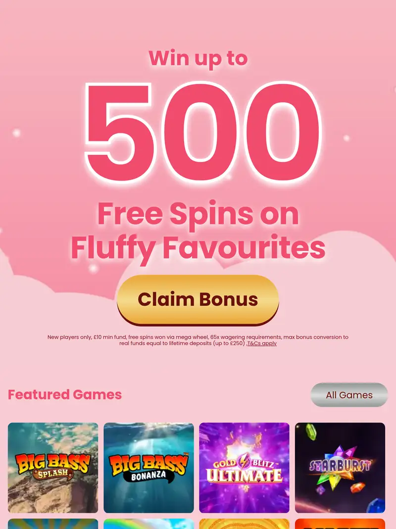 Bingo Fling - homepage (tablet)