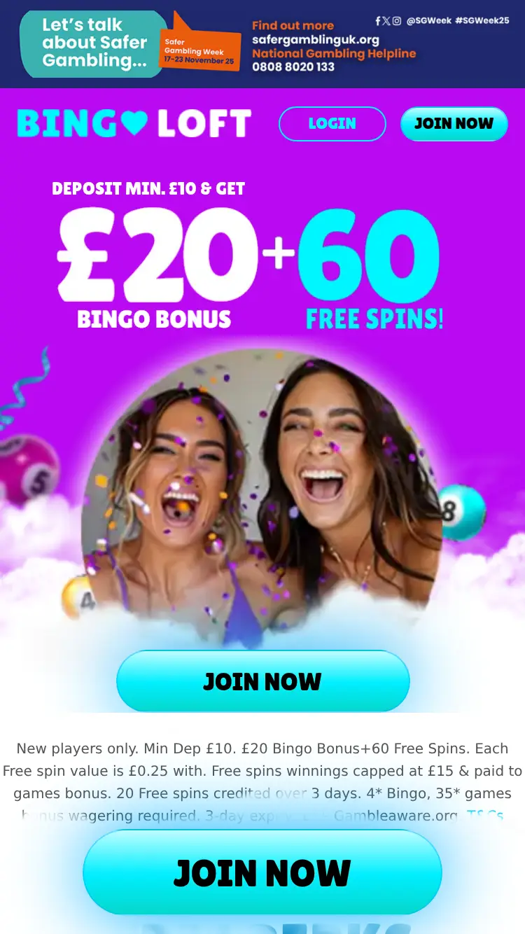 Bingo Loft - homepage (mobile)