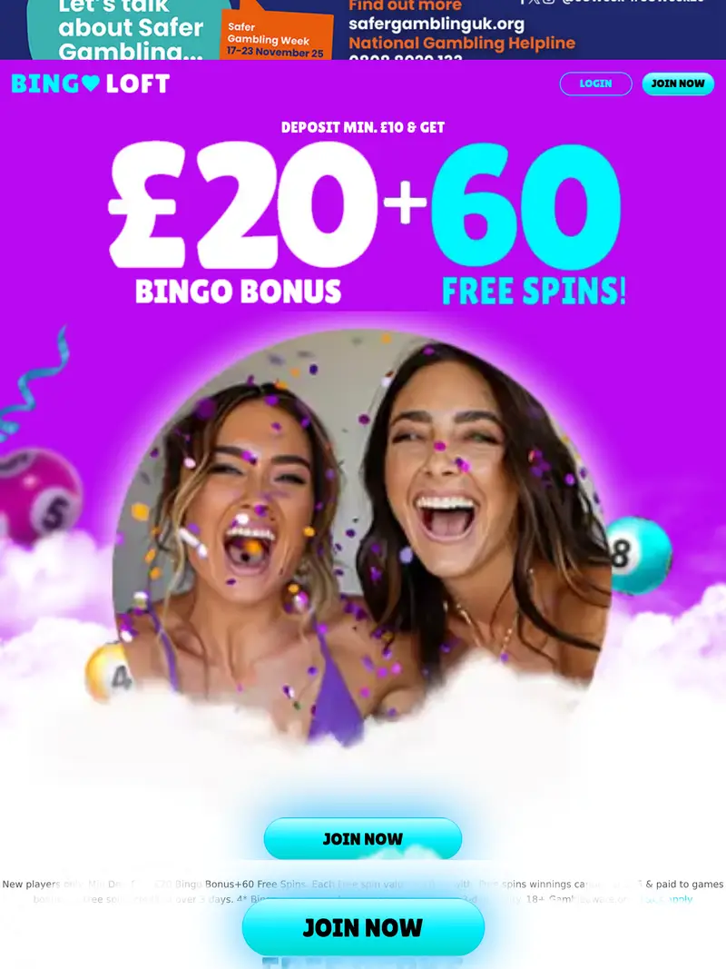 Bingo Loft - homepage (tablet)