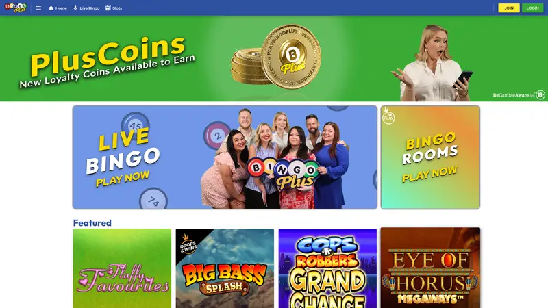 Bingo Plus - homepage (desktop)