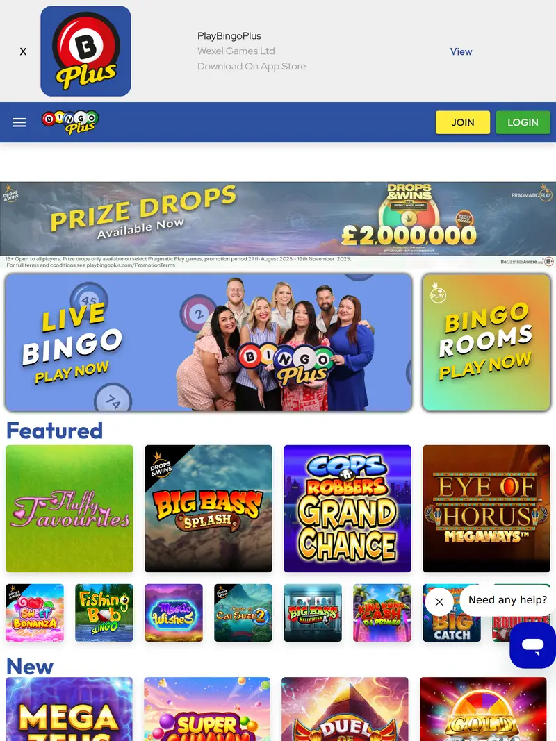 Bingo Plus - homepage (tablet)