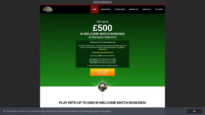 Blackjack Ballroom - homepage (desktop)