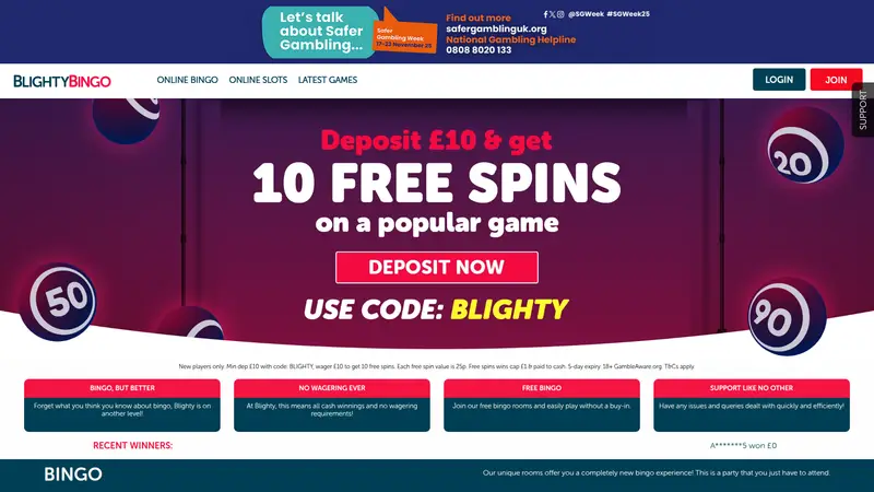 Blighty Bingo - homepage (desktop)