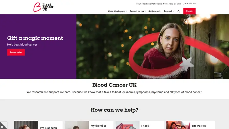 Blood Cancer UK - homepage (desktop)