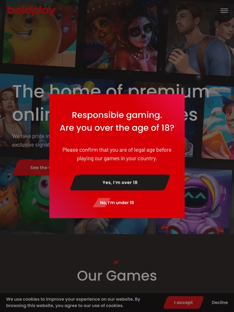 Bold Play - homepage (tablet)