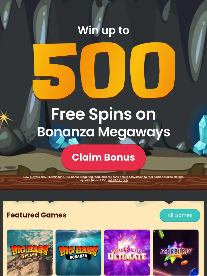 Bonanza Slots - homepage (tablet)