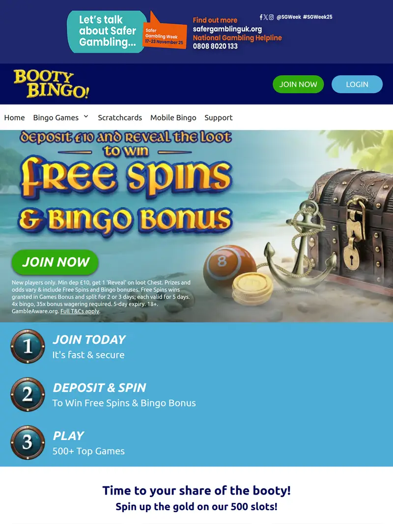 Booty Bingo - homepage (tablet)